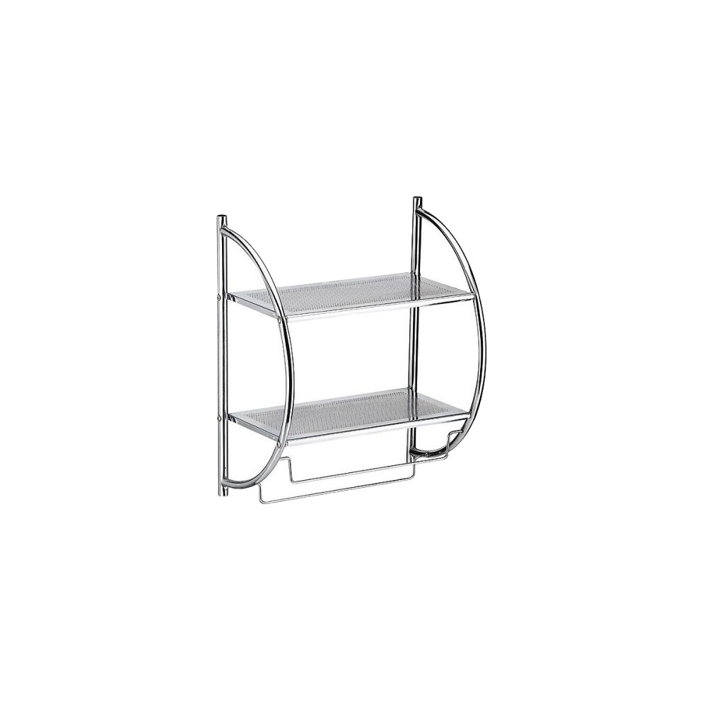 Organize It All 1753W-B Chrome Two-Tier Shelf With Towel Bars