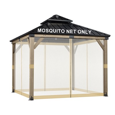 Aoodor Universal 12 x 12 ft. Gazebo Replacement Mosquito Netting Screen 4-Panel Sidewalls with Double Zipper  (Only Netting)