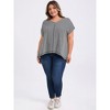 GRACE & GRANDEUR Women's Plus Size Drop Shoulder Vertical Stripe Short Sleeve V Neck Blouses - image 2 of 3