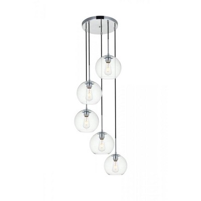 Elegant Lighting Baxter 5 Lights Chrome Pendant With Clear Glass