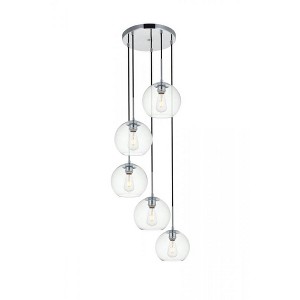 Elegant Lighting Baxter 5 Lights Chrome Pendant With Clear Glass - 1 of 4