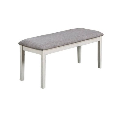 Bench with Fabric Upholstered Seat and Chamfered Legs Gray - Benzara