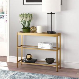 36" Metal 3-Shelf Short Console Table in Brass - Henn&Hart - 1 of 4
