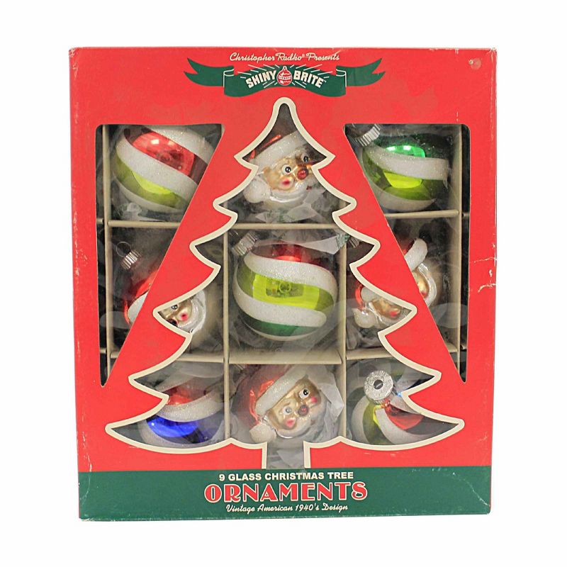 Christopher Radko Company 2.75 In Decorated Shapes And Rounds Shiny Brite Tree Ornament Sets, 2 of 4