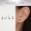 Small Heart Solitaire Flat Back Stud Earrings Body Piercings by Ginger Lyne 2 Sets 3mm CZ Stainless Steel 16g 6mm and 8mm Lengths - 2 of 4