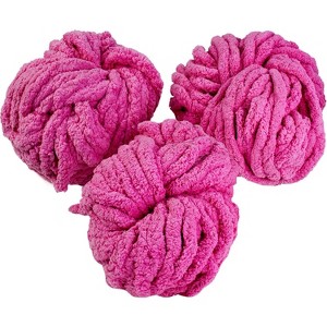 iDIY Chunky Yarn 3 Pack (24 Yards Each Skein) - Hot Pink - Fluffy Chenille Yarn Perfect for Soft Throw and Baby Blankets, Arm Knitting, Crocheting - 1 of 4