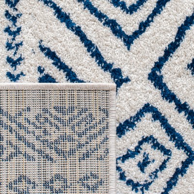 Ivory Navy Hand-Knotted Square Synthetic Area Rug - 3' x 3'