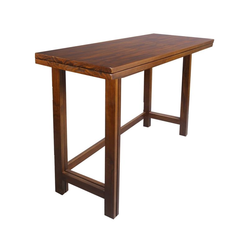 Solid Wood Folding Convertible Console and Dining Table Warm Brown - Flora Home, 4 of 11