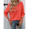 Women's Fall Long Sleeve Round Neck Sweater Shirt Color Block Casual Top Blouse - 3 of 4