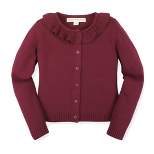 Hope & Henry Girls' Organic Cotton Long Sleeve Ruffle Collar Cardigan Sweater, Infant