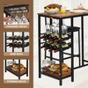 homfan 3 Pieces Pub Dining Table Set, Counter Height Dining Set, Modern Versatile Bar Table Set with Storage Shelf, Wine Rack Wine Glasses Holder - 3 of 4