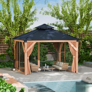 GustoWave 10'x10' Hardtop Spruce Wood Gazebo for Patio, Deck, Backyard, Lawn, and Garden - 1 of 4