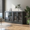 Wood Accent Cabinet in Black, Storage Organizer with Adjustable Shelves and Glass Doors for Kitchen Bedroom Living Room Dinning Room - 4 of 4