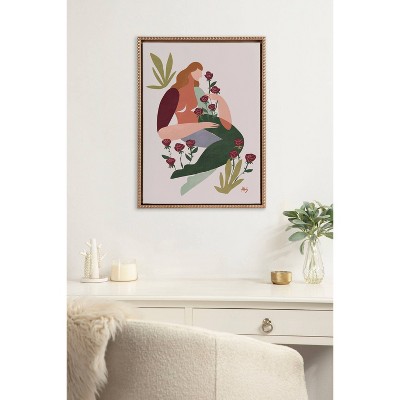 Gold Framed Colorful Botanical Boho Canvas Art Print, 18" x 24"