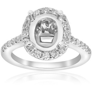 Pompeii3 3/4ct Oval Halo Vintage Ring Setting 14K White Gold - 1 of 4