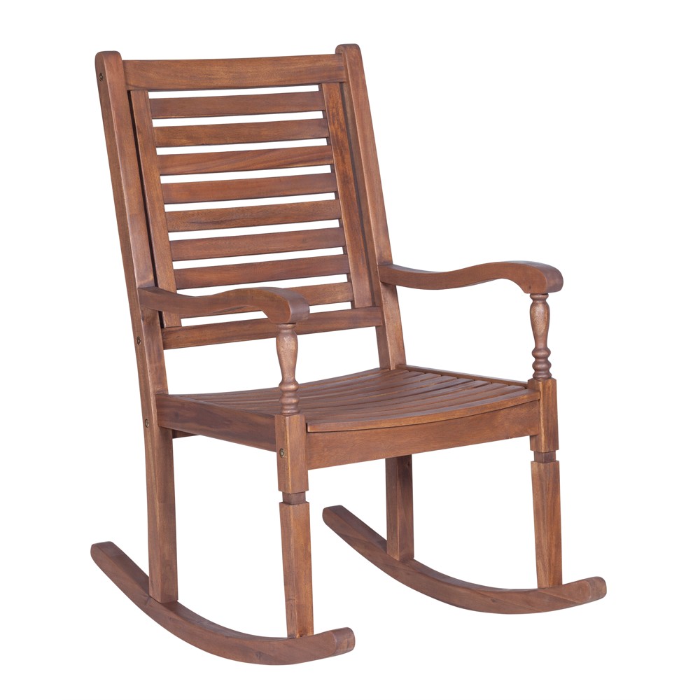 Photos - Garden Furniture Bamberg Transitional Acacia Wood Outdoor Rocking Chair - Dark Brown - Sara