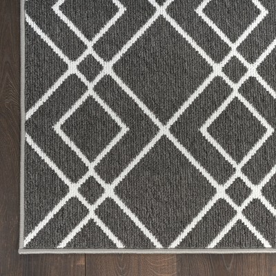 Charcoal Geometric Power-Loomed Synthetic Rug 8' x 10'