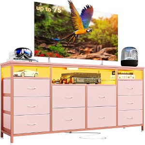 10 Drawer Dresser TV Stand for 75 Inch Tv, Fabric Dresser Entertainment Center, Chest of Drawers - 1 of 4
