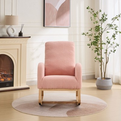 Okak Modern 27.2"W Rocking Accent Chair Living Room Chair with High Back and Side Pocket Comfy Chair Armchair for Bedroom Nursery