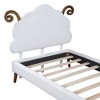 CAVINAS Queen Bed Frame with Headboard, Cloud-shaped Headboard, Upholstered Platform, with Rounded Footboard and Pocket, Living Room, Apartment - 4 of 4