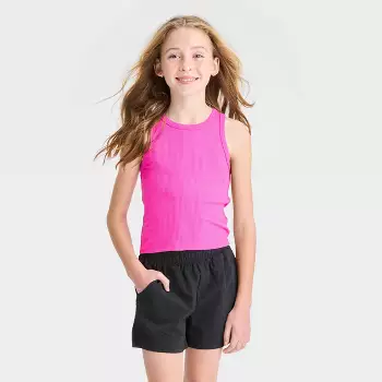 Girls' Rib-knit 'barbie' Cami Graphic Tank Top - Art Class™ Pink S : Target
