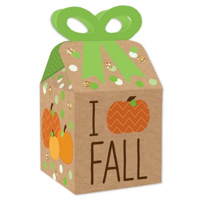 Big Dot of Happiness Pumpkin Patch - Square Favor Gift Boxes - Fall, Halloween or Thanksgiving Thanksgiving Party Bow Boxes - Set of 12