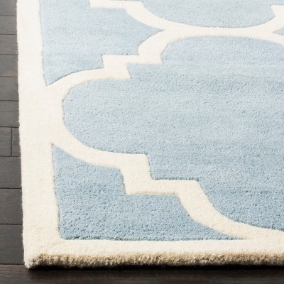 Hand-Tufted Blue and Ivory Wool Rectangular Rug, 3' x 5'