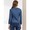 Allegra K Women's Peter Pan Collar Ruffled Button Down Denim Shirt - 4 of 4