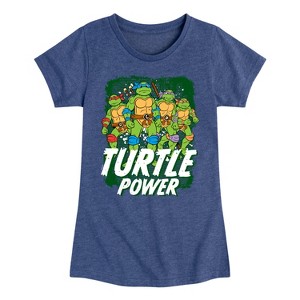 Girls' - Teenage Mutant Ninja Turtles - Leo and Brothers Turtle Power Fitted Short Sleeve Graphic T-Shirt - 1 of 4