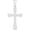 14k White Gold 1.1" Diamond Cut Classic Cross Charm Pendant with optional Adjustable Chain Necklace - 4 of 4