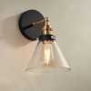 360 Lighting Burke Industrial Modern Wall Light Sconce Black Warm Brass Hardwire 7 1/4" Fixture LED Clear Glass for Bedroom Bathroom Vanity Reading - 2 of 4