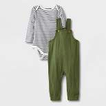 Baby 2pc Long Sleeve Bodysuit & Overalls Set - Cat & Jack™ Olive Green