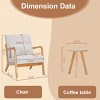Mid Century Modern Accent Chair and Coffee Table Set, Upholstered Armchair with Side Table for Living Room Bedroom-3irtyhousy - 4 of 4