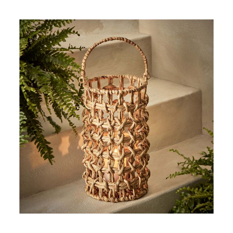 TAG Natural Water Hyacinth Lantern Pillar Candle Holder, 7.87L x 7.87W x 13.77H inches, 2 of 3