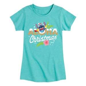 Girls' - Lilo and Stitch - Aloha Christmas Fitted Short Sleeve Graphic T-Shirt - 1 of 4