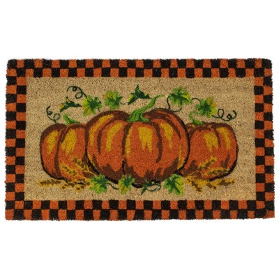 Northlight Checkered Fall Harvest Pumpkin Doormat 18