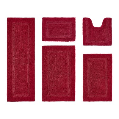 Lux Premium 100% Cotton Tufted Solid Reversible 5 PC Bath Rug Set – Ultra-Soft, Water-Absorbent, Durable, Machine Washable Bathroom Rug