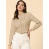 INSPIRE CHIC Women's Mock Neck Ruffle Work Office Cotton Pleated Button Up Shirt - 2 of 4