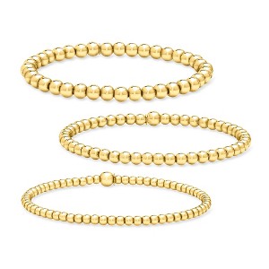Pure Collection by Ross-Simons Italian 18kt Gold Vermeil Jewelry Set: 3 3-5mm Bead Stretch Bracelets - 1 of 4
