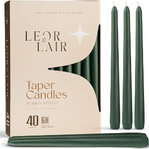 Leor & Lair Bulk Taper Candles – 40 Pack of 10" Candlesticks, Unscented, 6 Hour Burning - 1 of 3