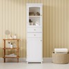 Tall Bathroom Storage Cabinet with Glass Doors, Two Drawers, and Adjustable Shelves - 3 of 4