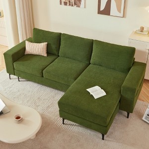 XIZZI Upholstered Sectional Sofa with Comfy Chaise Large Deep Seat, Minimalist Modular Couches Sleeper for Living Room Bedroom Apartment Lounge - 1 of 4