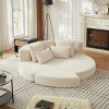 78.5'' Convertible Corduroy Round Sofa Bed, 2-in-1 Oversized Lounge Recliner with Neck & Throw Pillows, Ready to Use-3irtyhousy - 2 of 4