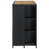 vidaXL Bar Table Black PE rattan, steel, solid acacia wood Counter Height - 3 of 4