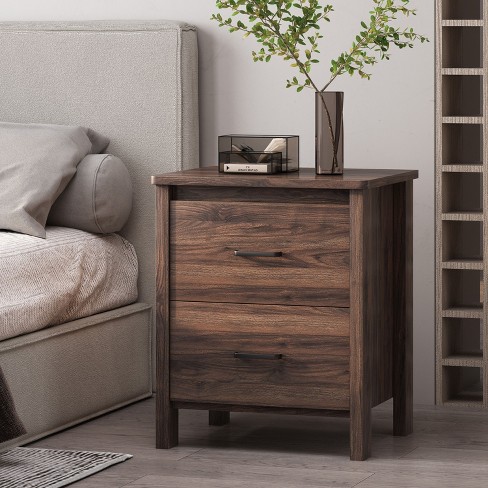 Nicbex Farmhouse Nightstand Toolless Assembly Bedside Table With 2 ...