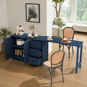 Mshliw 89.7'' Wooden Sideboard with Extendable Table, Multifunctional Storage Cabinet with 2 Doors and 3 Drawers for Living Room, Kitchen, Foyer - 1 of 4