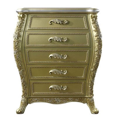 Gold 46" Glam Wood Composite 5-Drawer Chest with Felt Lined Drawers