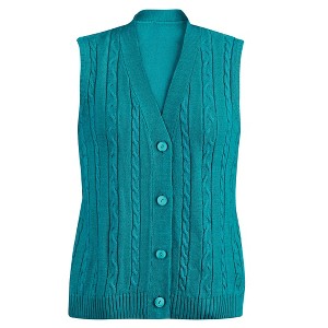 Collections Etc Stylish Cable-Knit Button Front Sweater Vest - 1 of 4