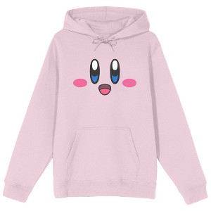 Kirby Happy Big Face Long Sleeve Cradle Pink Men's Hooded Sweatshirt - 1 of 3