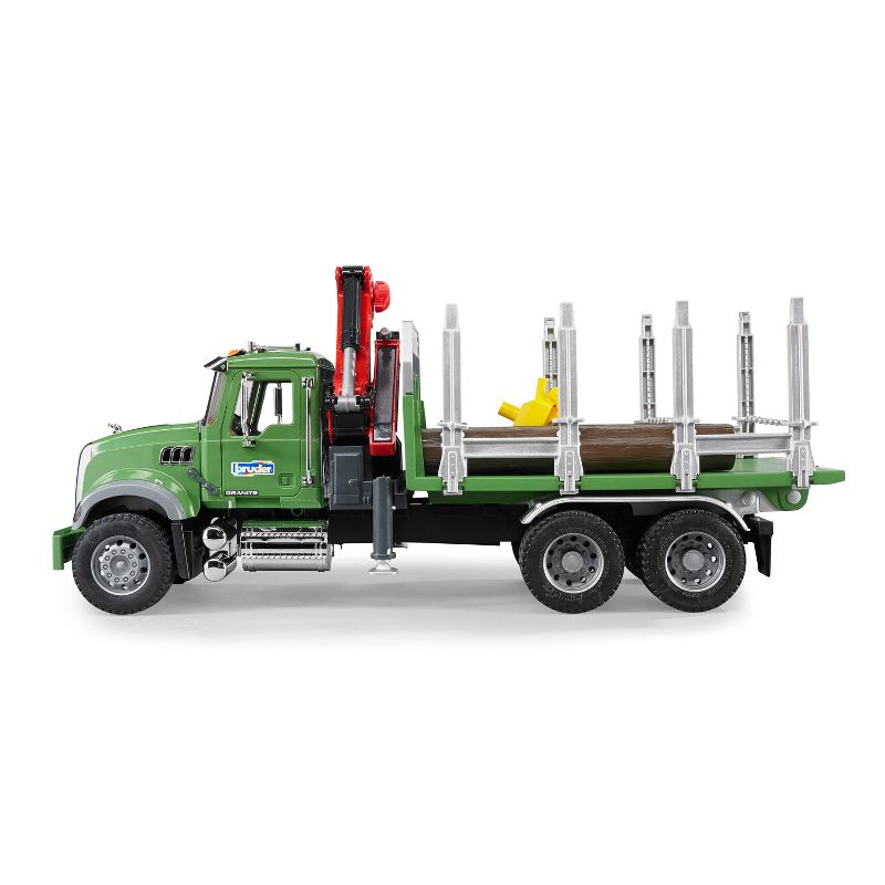 Bruder Mack Granite Timber Logging Truck with Loading Crane and 3 Tree Trunk Logs, 2 of 10